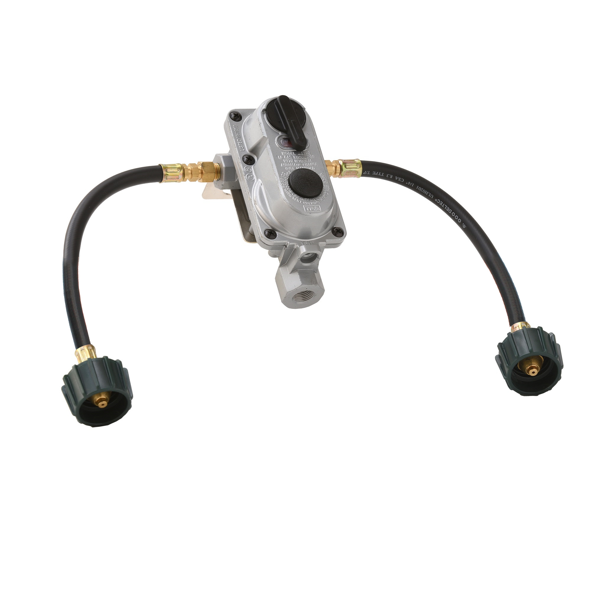 Flame King, Auto Regulator, Included (qty.) 1 Material Steel/Rubber, Compatible With RV's with dual propane tanks, Model# KT12ACR6